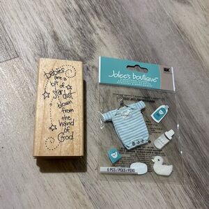 Babies Are A Bit Of Stardust Rubber Stamp Blue Sticker Scrapbook